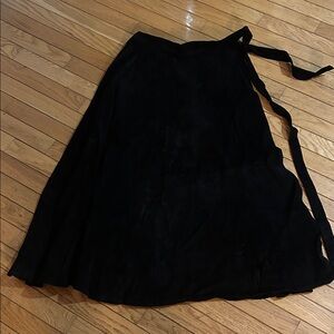 Elegant Black Leather Wrap Skirt